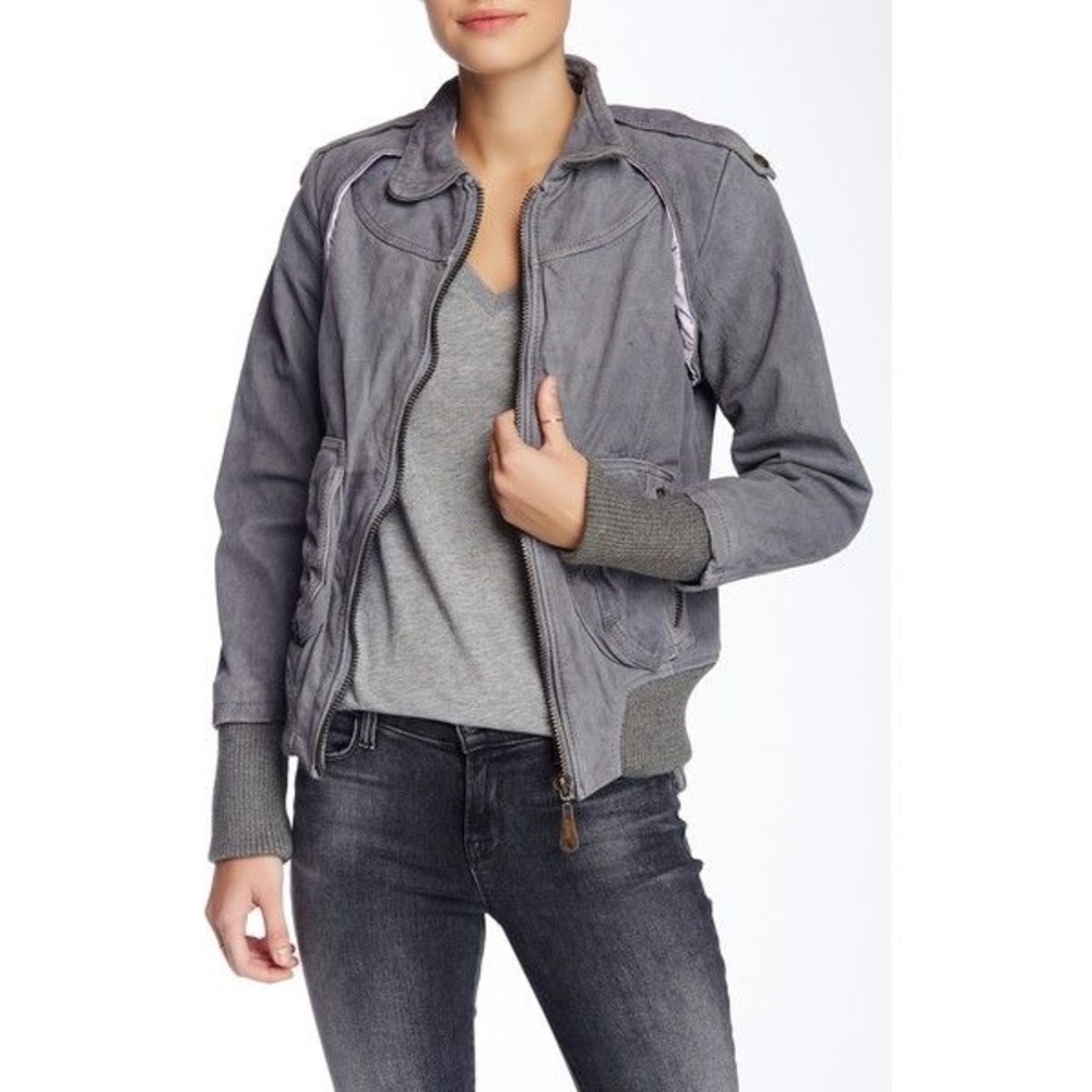DOMA Gray leather jacket, NWOT